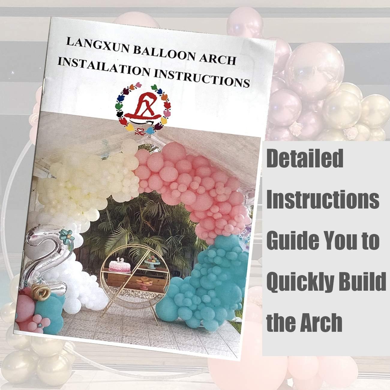 LANGXUN 95ft Gold Metal Balloon Arch Stand