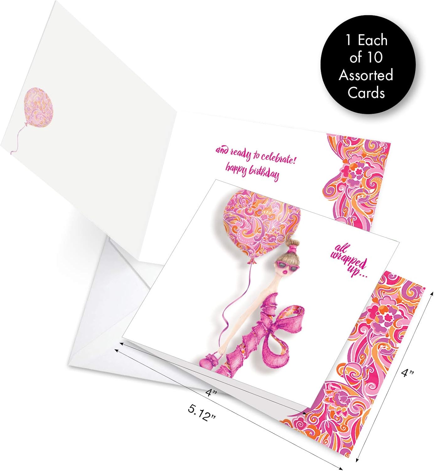 The Best Card Company - 10 Birthday Note Cards Boxed for Women