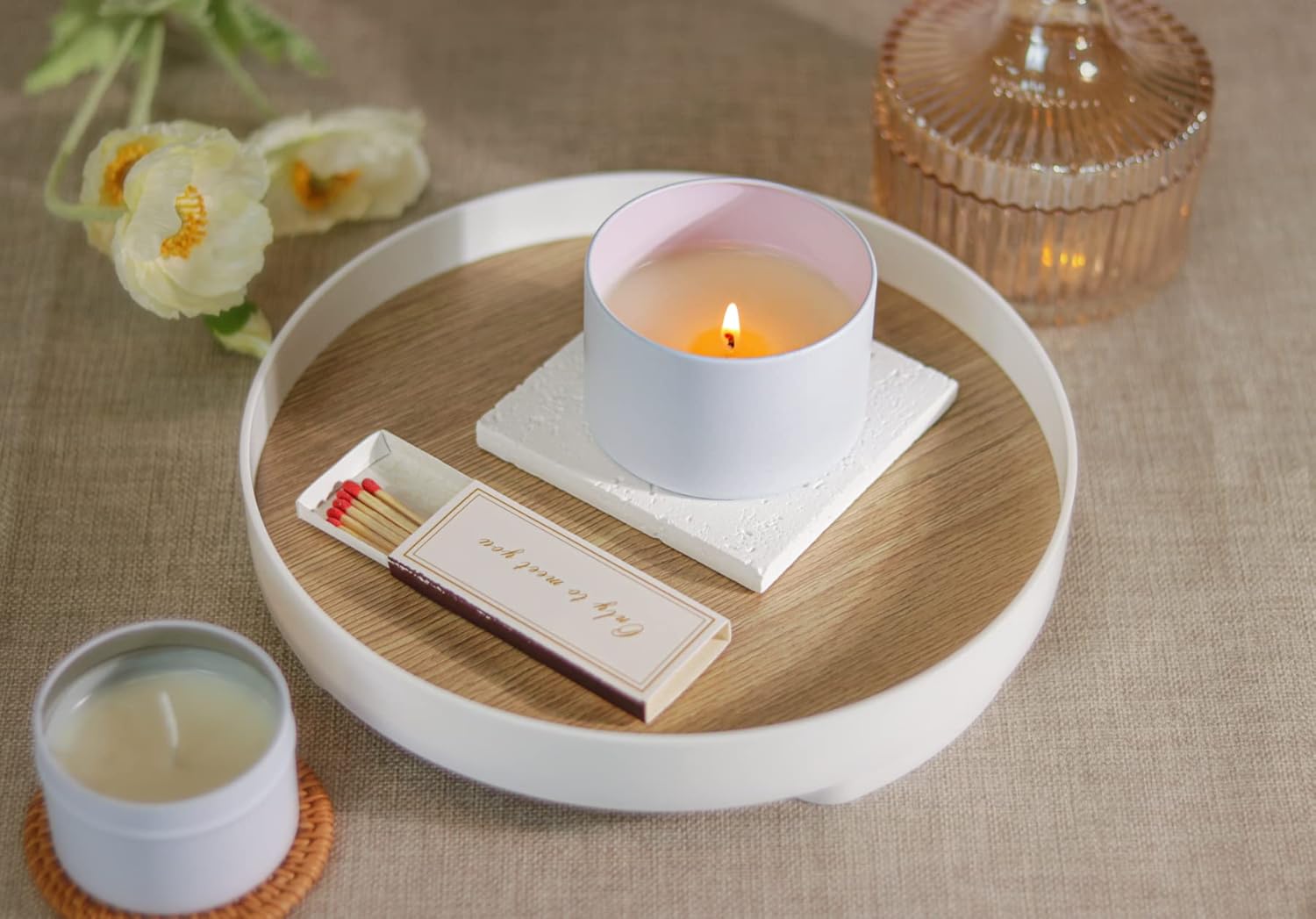 Aroparc 8oz Candle Tins 24 Pack with Wood Grain Lids