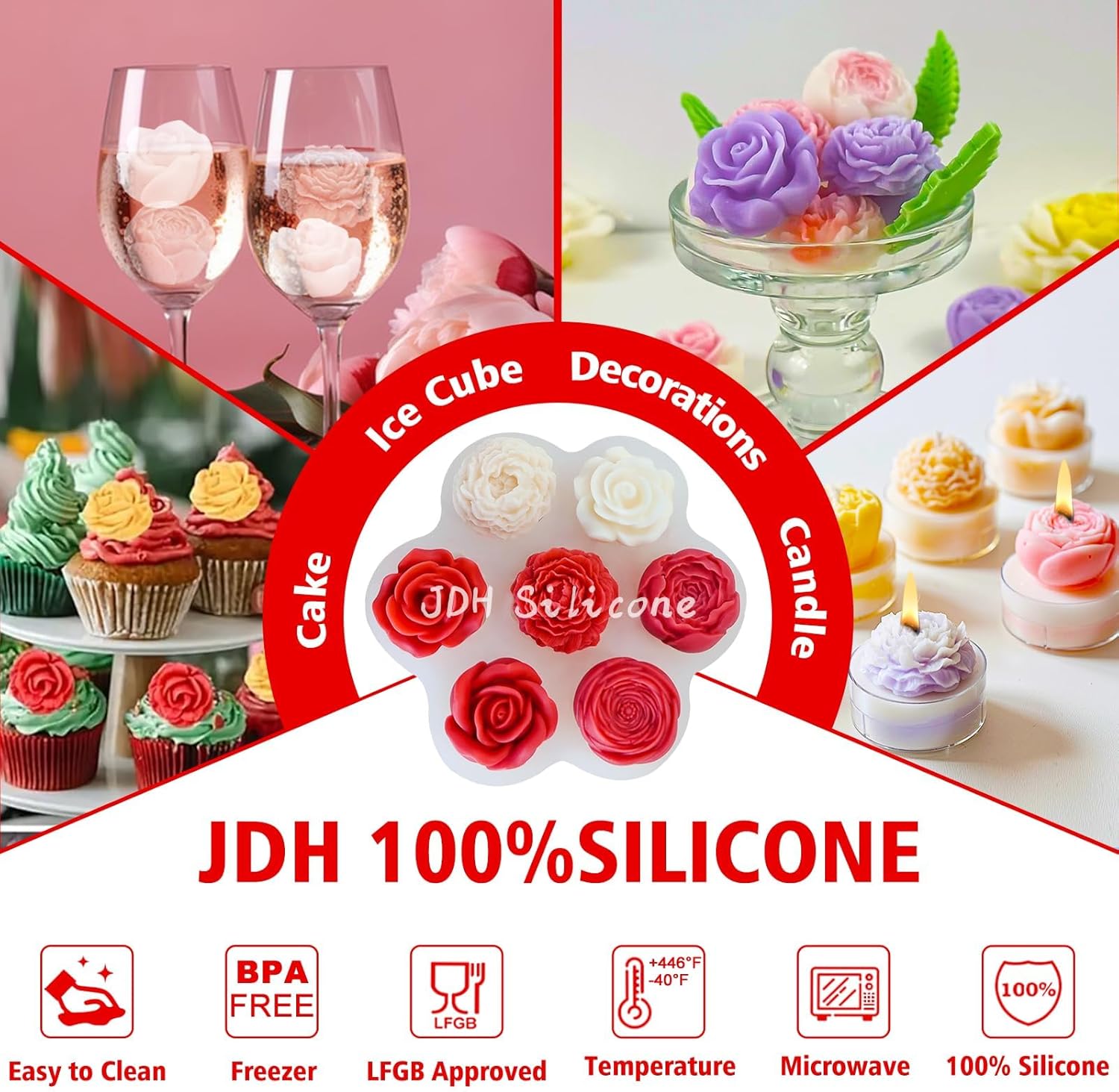 7 Piece Flower Candle Mold Set for Candle Making and Soap Crafting
