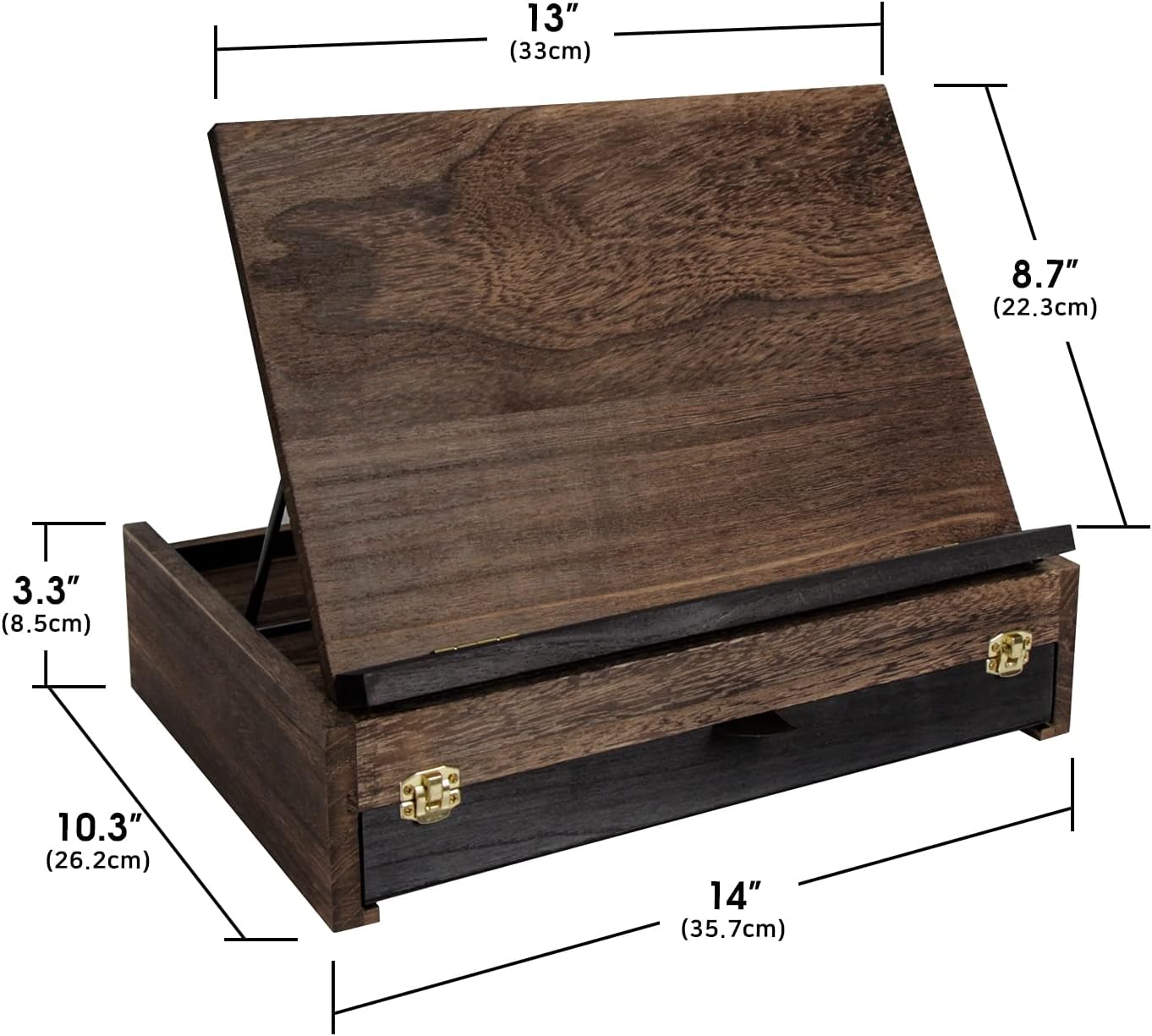 J JACKCUBE DESIGN Rustic Wood Adjustable Easel with Storage Drawer