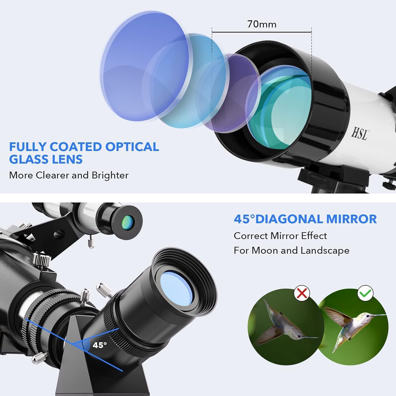 HSL70400 Kids Astronomy Telescope with 70mm Aperture