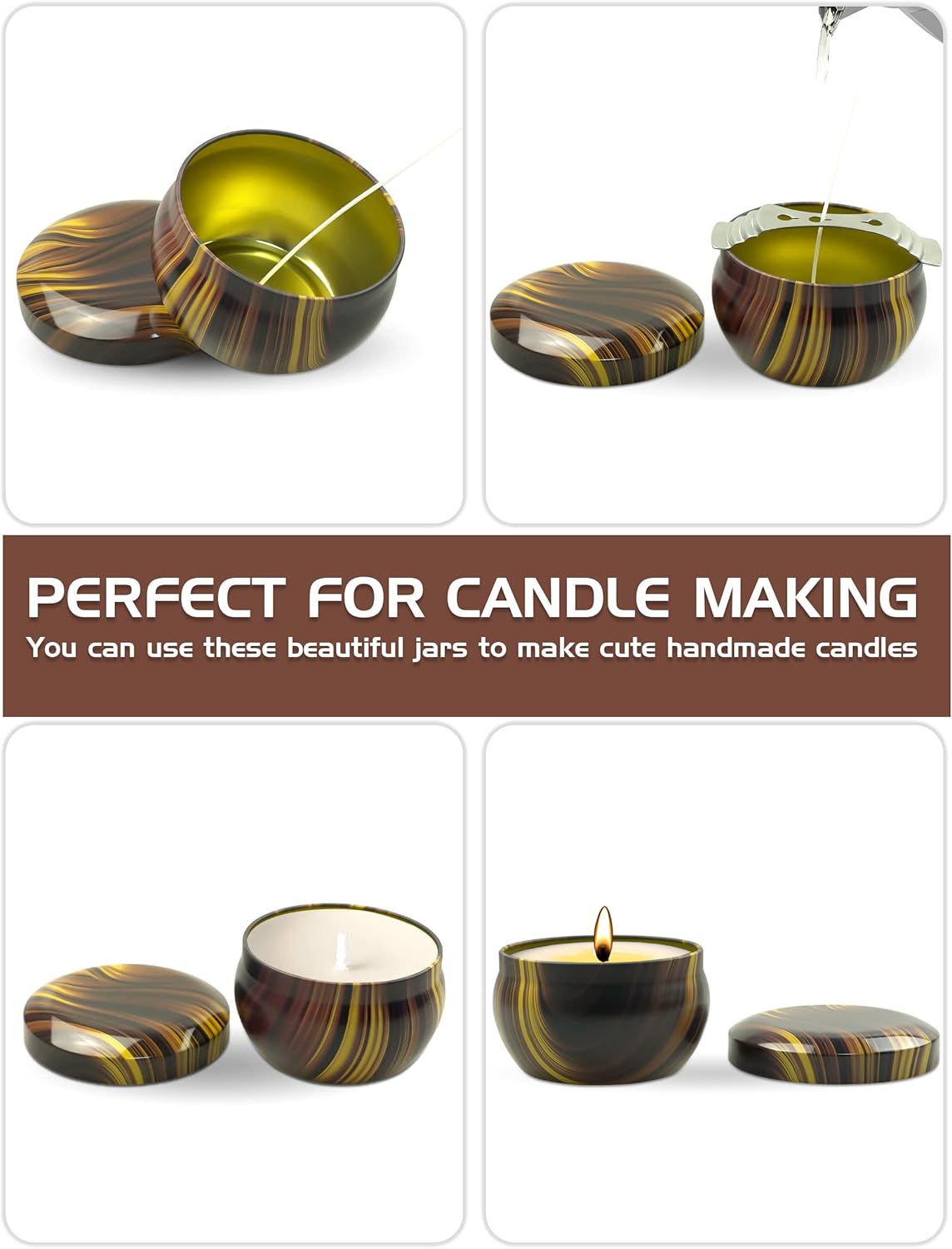 24 Pack Tin Jars with Lids for Candle Making and Crafts