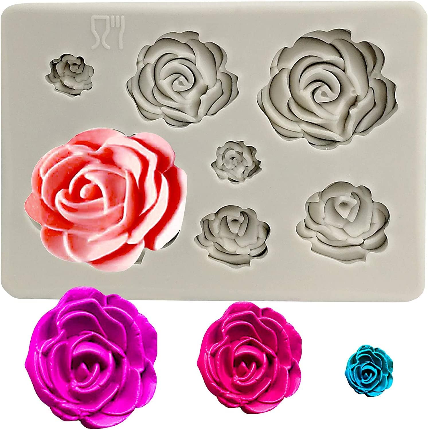 Roses Flowers Silicone Mold for Fondant Cake Soap Polymer Clay