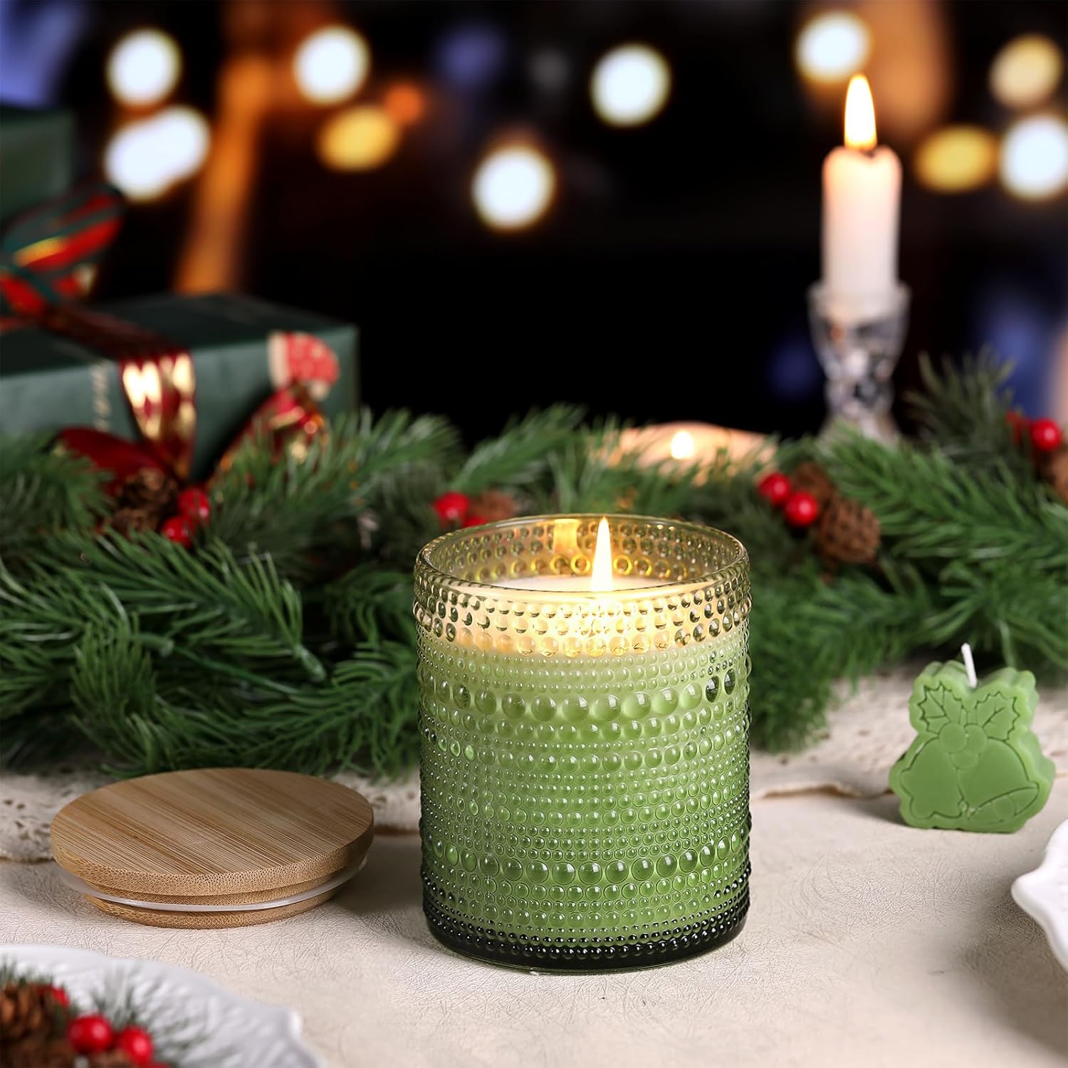 14oz Green Glass Candle Jars 6pcs for Candle Making