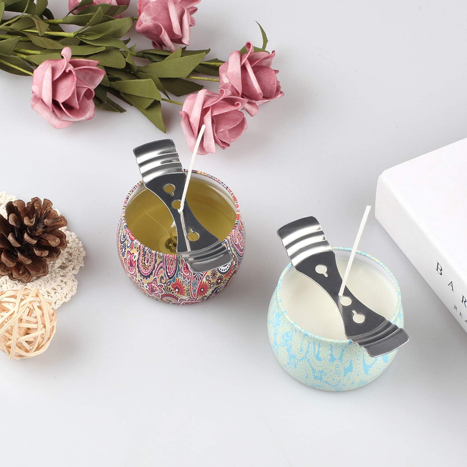 25pcs Metal Candle Wick Holder Silver Stainless Steel for Candle Making