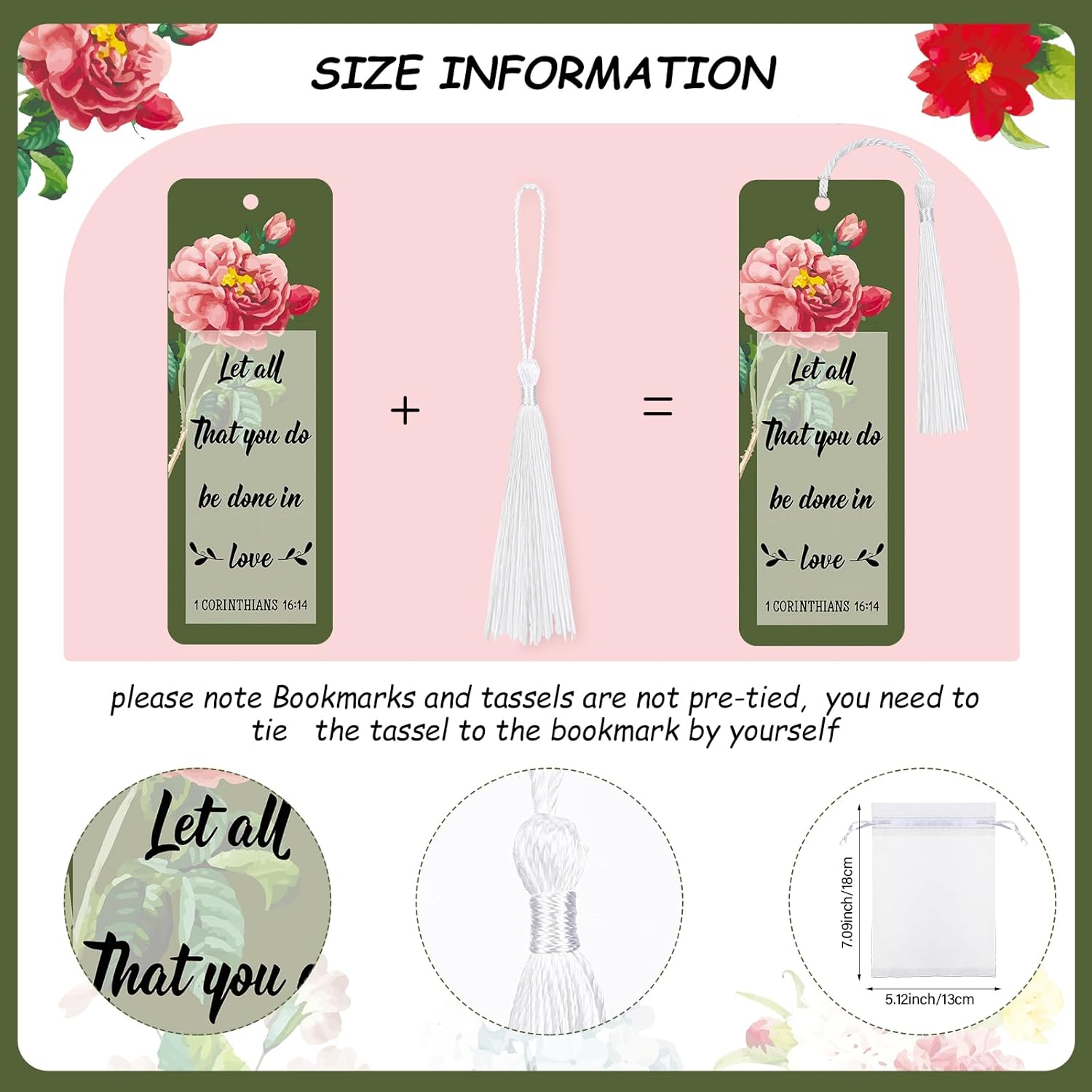 Spakon 100 Set Mothers Day Bible Verse Bookmarks Bamboo Pens Gift Bags