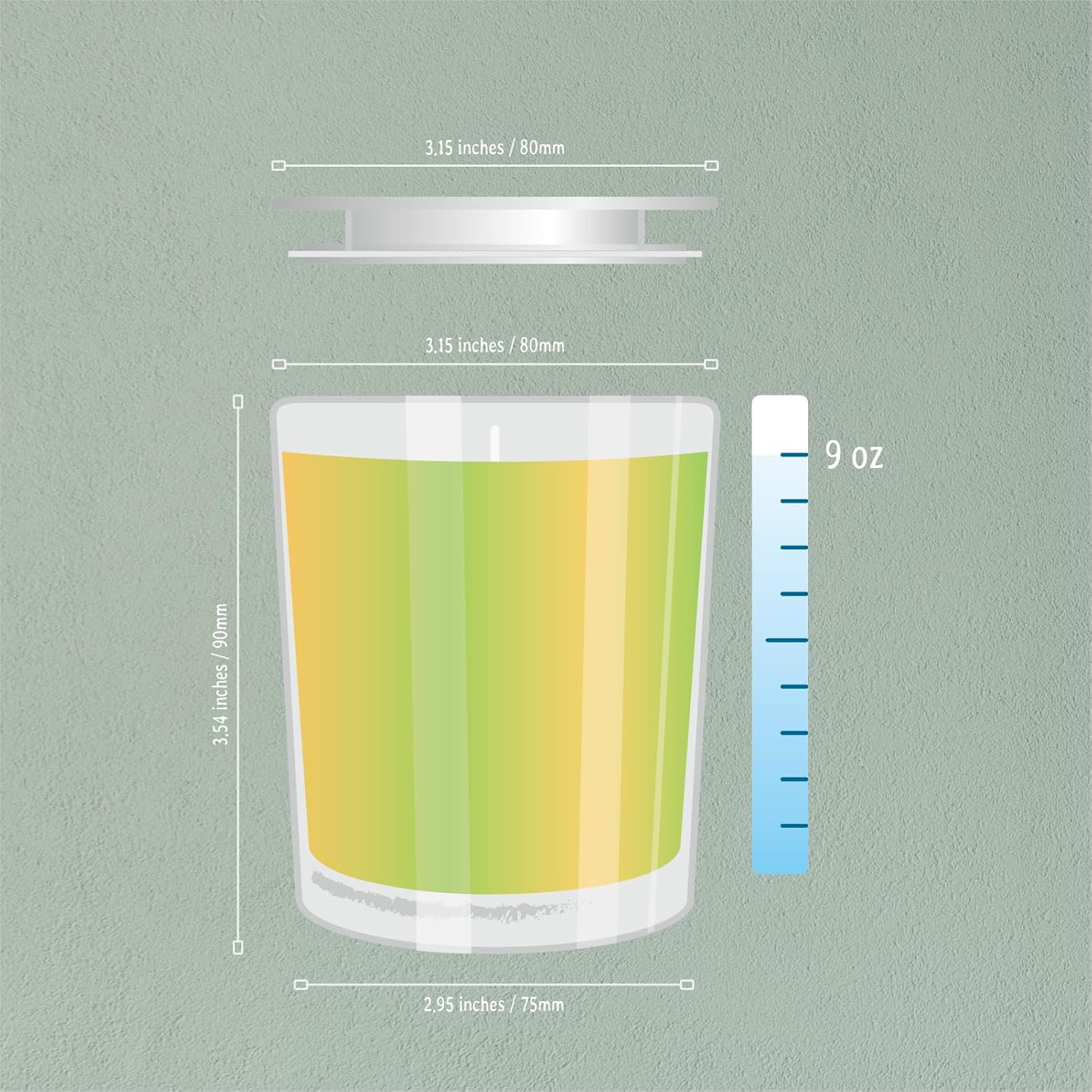 CandMak Glass Candle Jars 15 Pack with Clear Lids