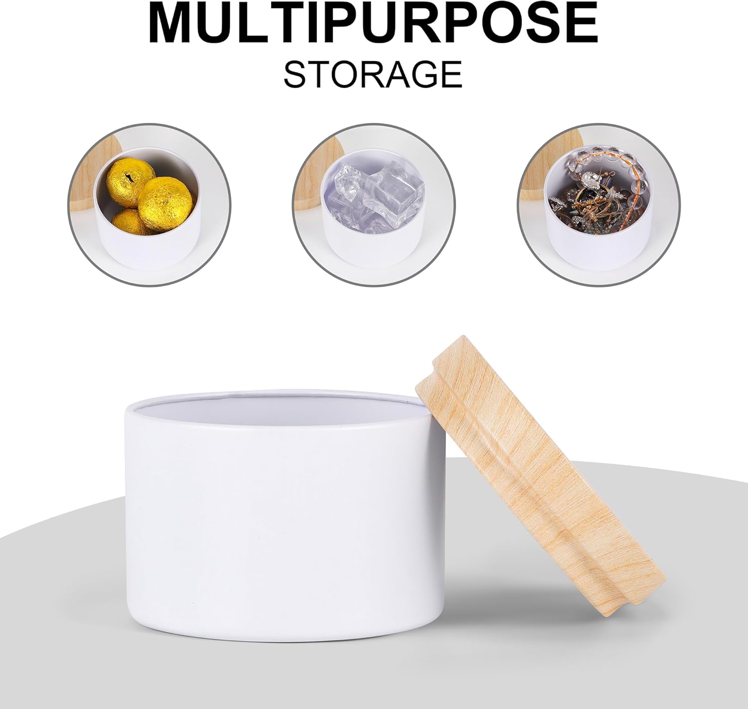 BOTINXIS 24 Pcs 4oz Matte White Candle Tins with Wood Grain Lids