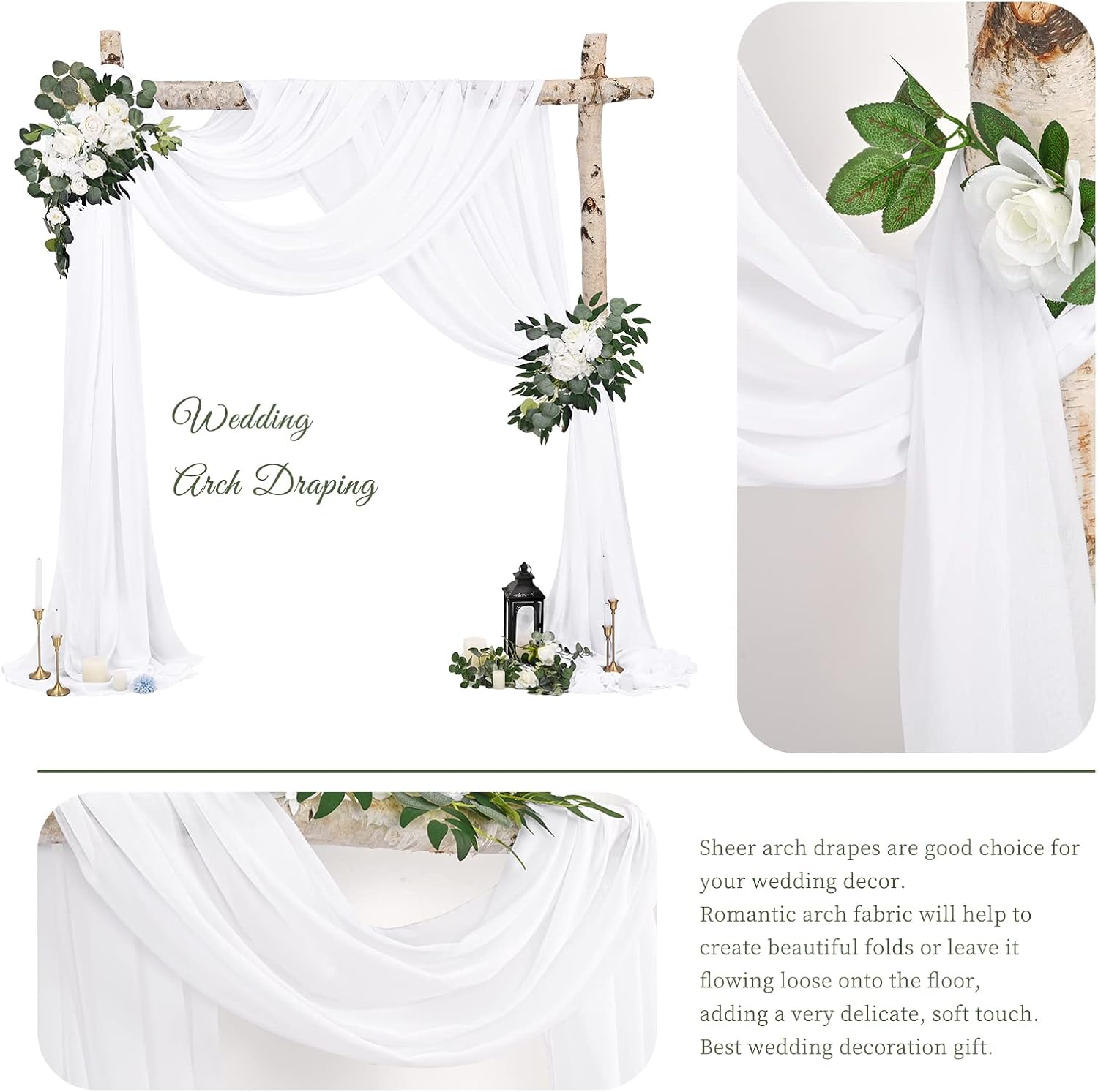 Showgeous Wedding Arch Draping Fabric 4 Panels
