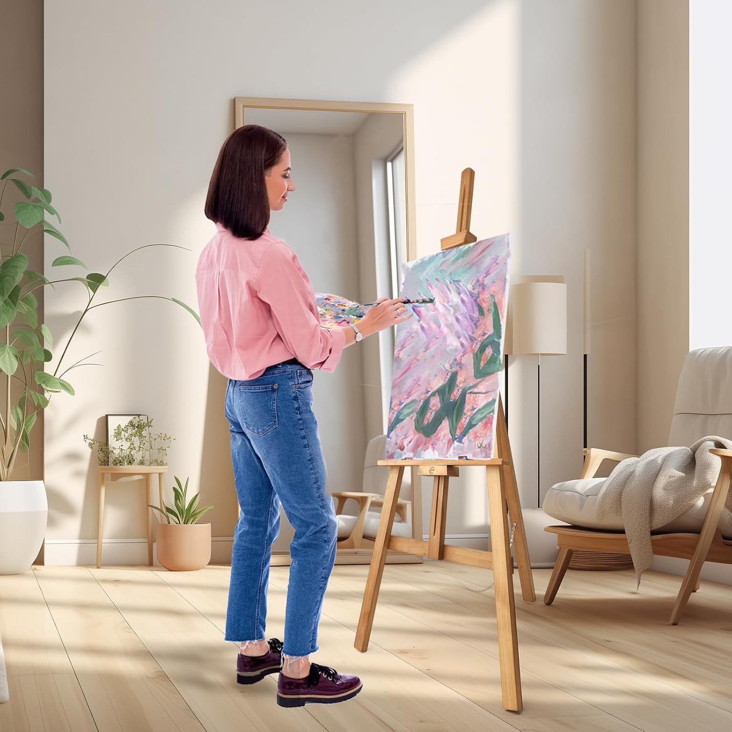 Vaste Large Adjustable Wooden Easel for Art and Sketch