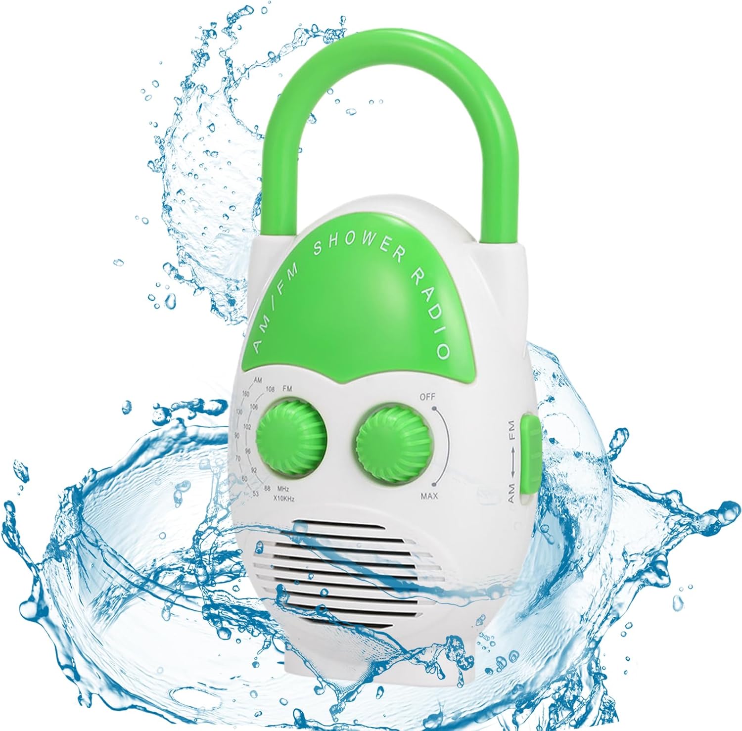 Waterproof Shower Radio with AMFM and Top Handle