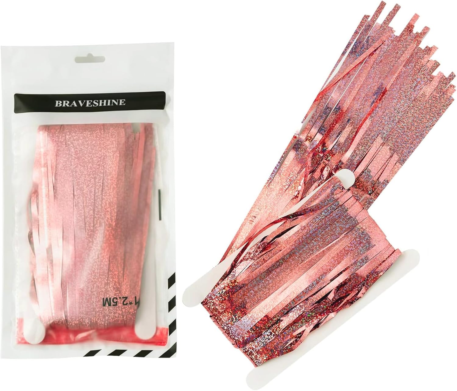 Braveshine Rose Gold Metallic Tinsel Backdrop 2Pcs