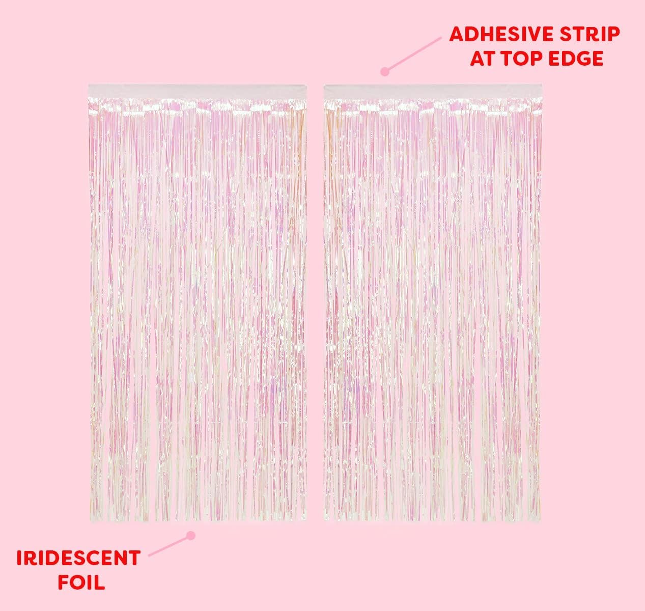 Xo Fetti Iridescent Fringe Foil Curtain Set of 2