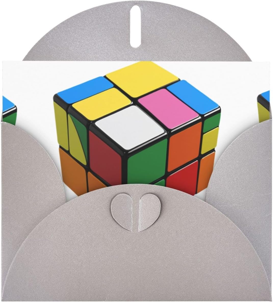 Gray Puzzle Rubiks Cube Pattern Greeting Card