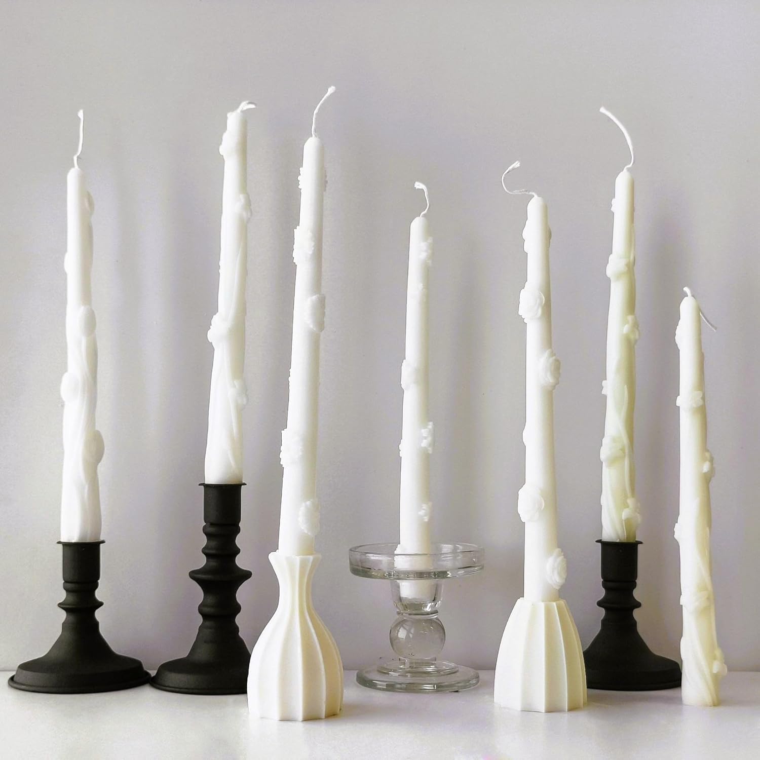 Long Cylindrical Flower Silicone Candle Mold