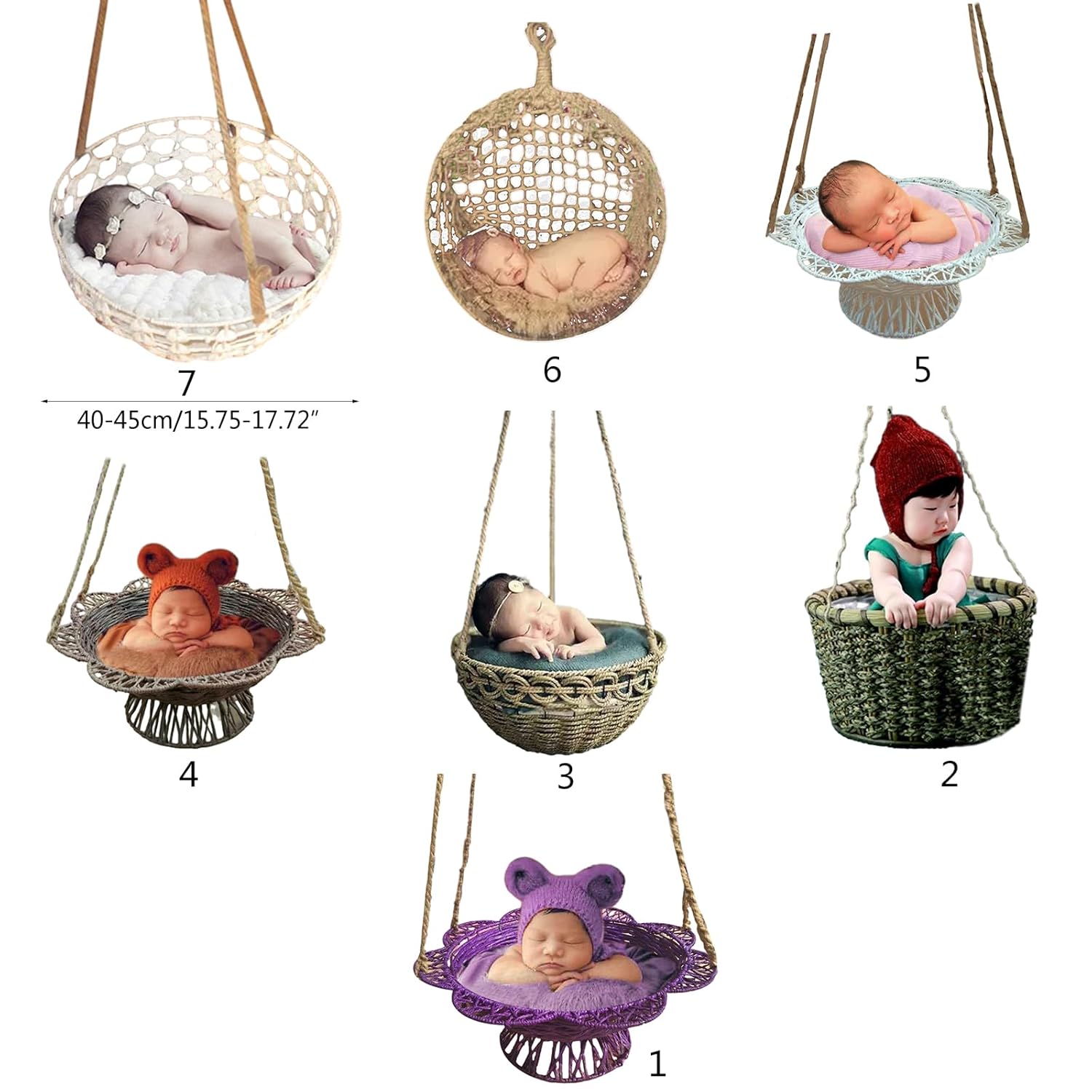 Retro Rattan Woven Hanging Basket for Newborn Photography 1