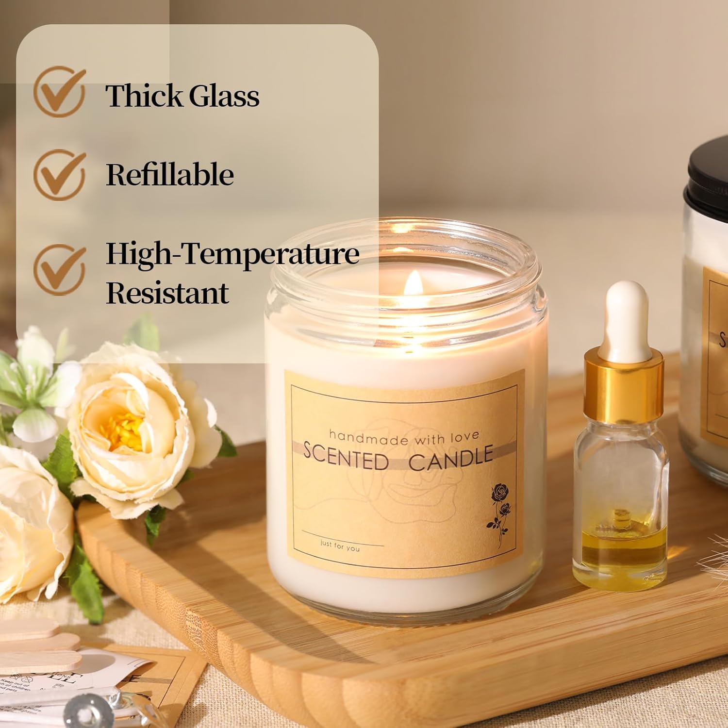 HAVITI 12-Piece Candle Jar Set with Lids and Wicks