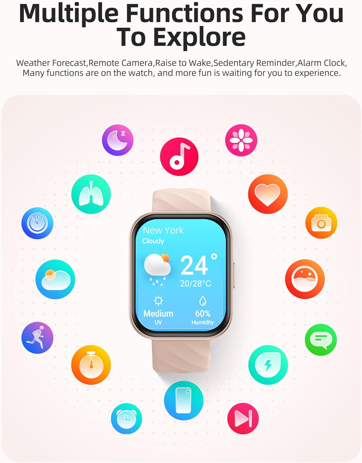 Parsonver Smart Watch Rose Gold 5ATM Waterproof