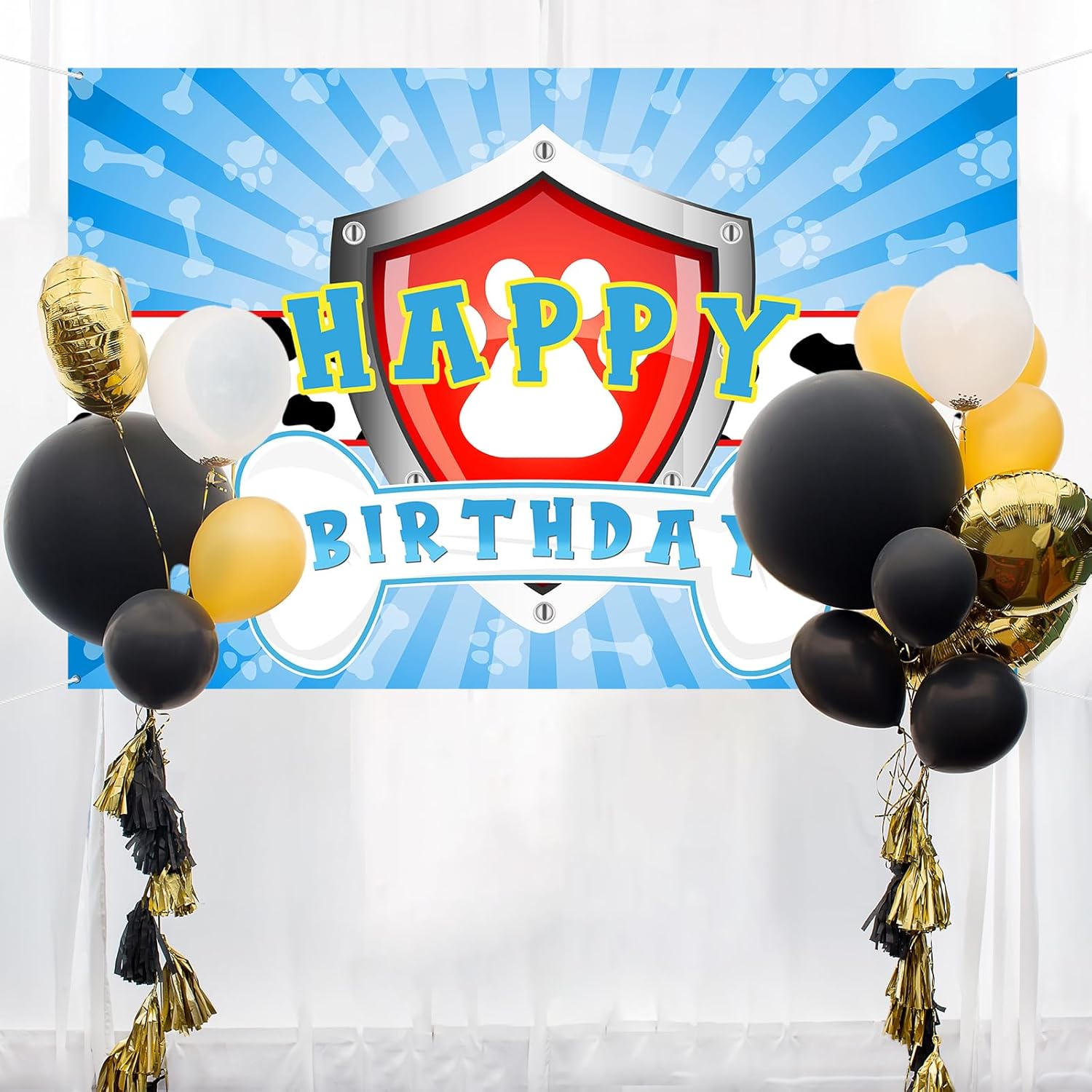 Maicaiffe Dog Paw Birthday Backdrop Banner - 6x4 ft