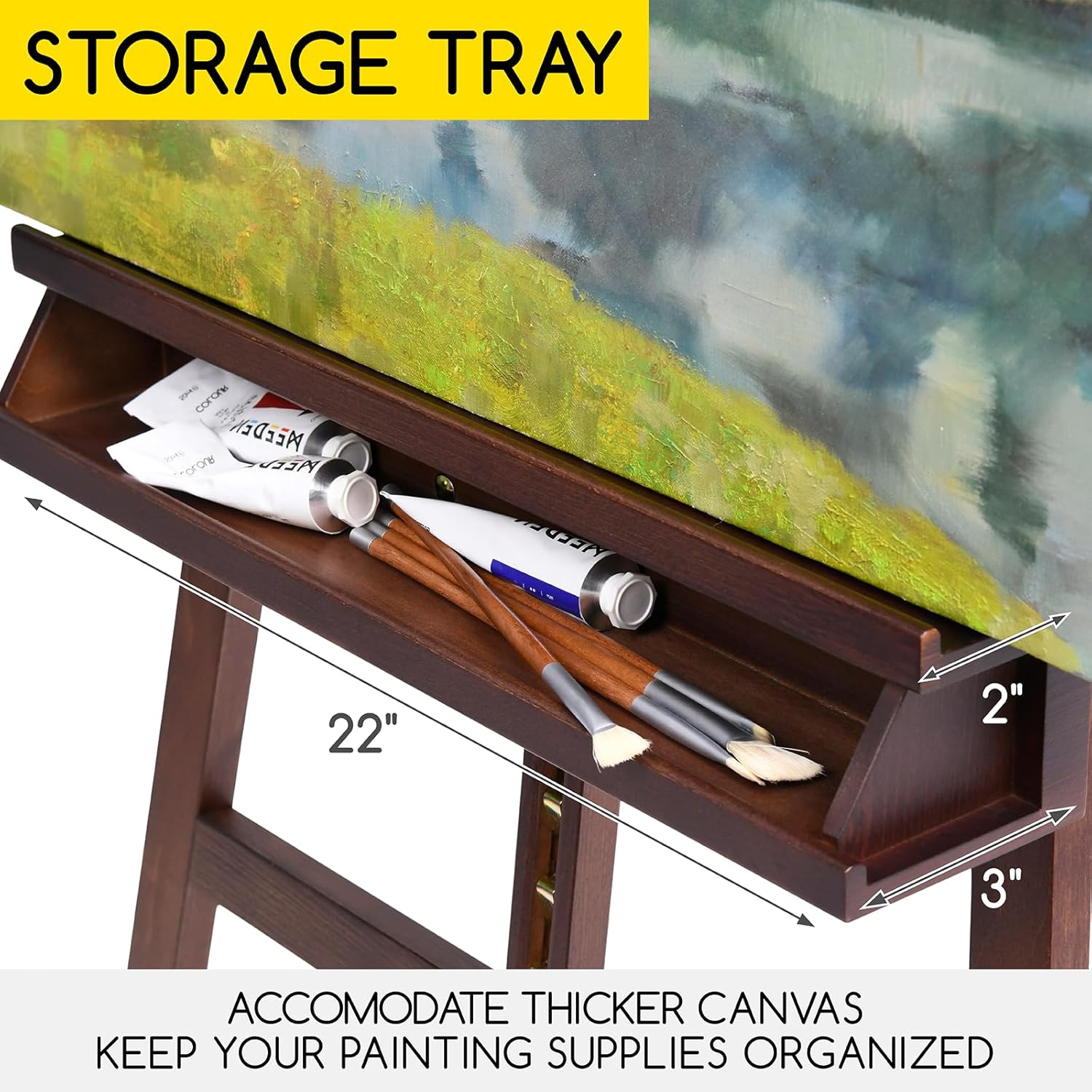 MEEDEN Large Adjustable Artist Easel with Brush Holder
