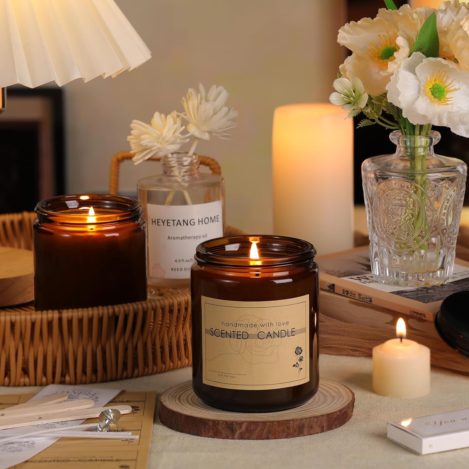 HAVITI 12-Piece Candle Jar Kit with Lids and Wicks