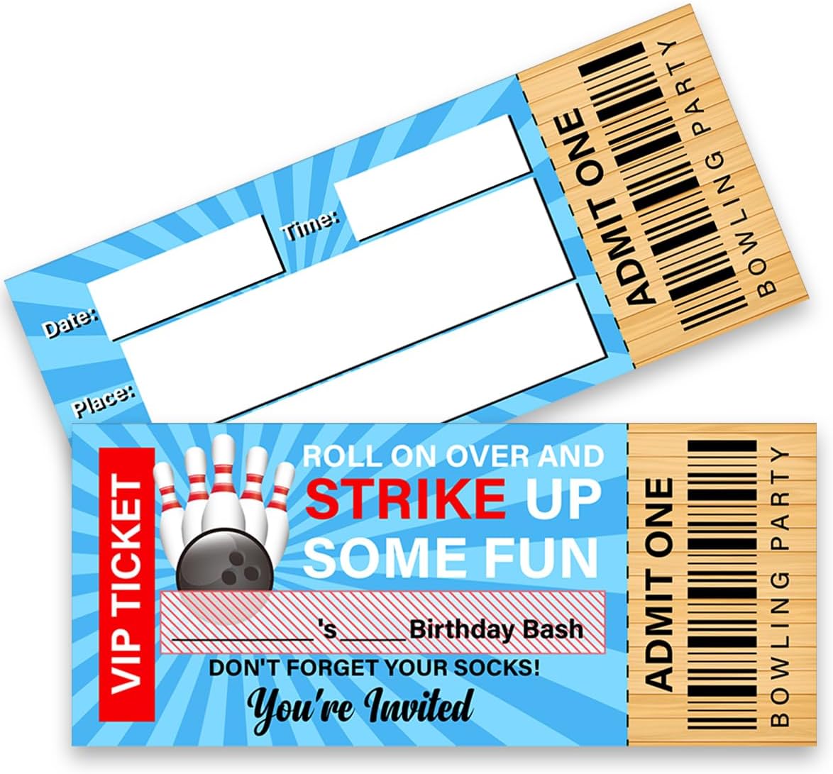 LyoGao 20 Piece Bowling Party Invitation Set with Envelopes