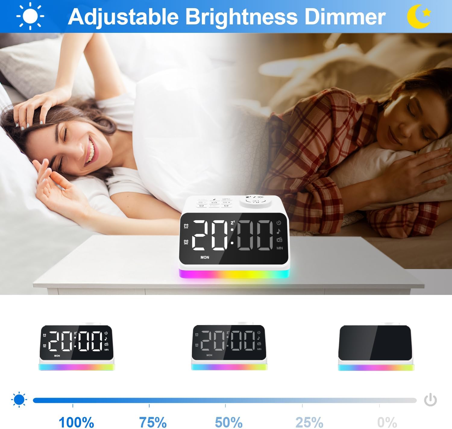 JALL Digital Alarm Clock with FM Radio and Night Light