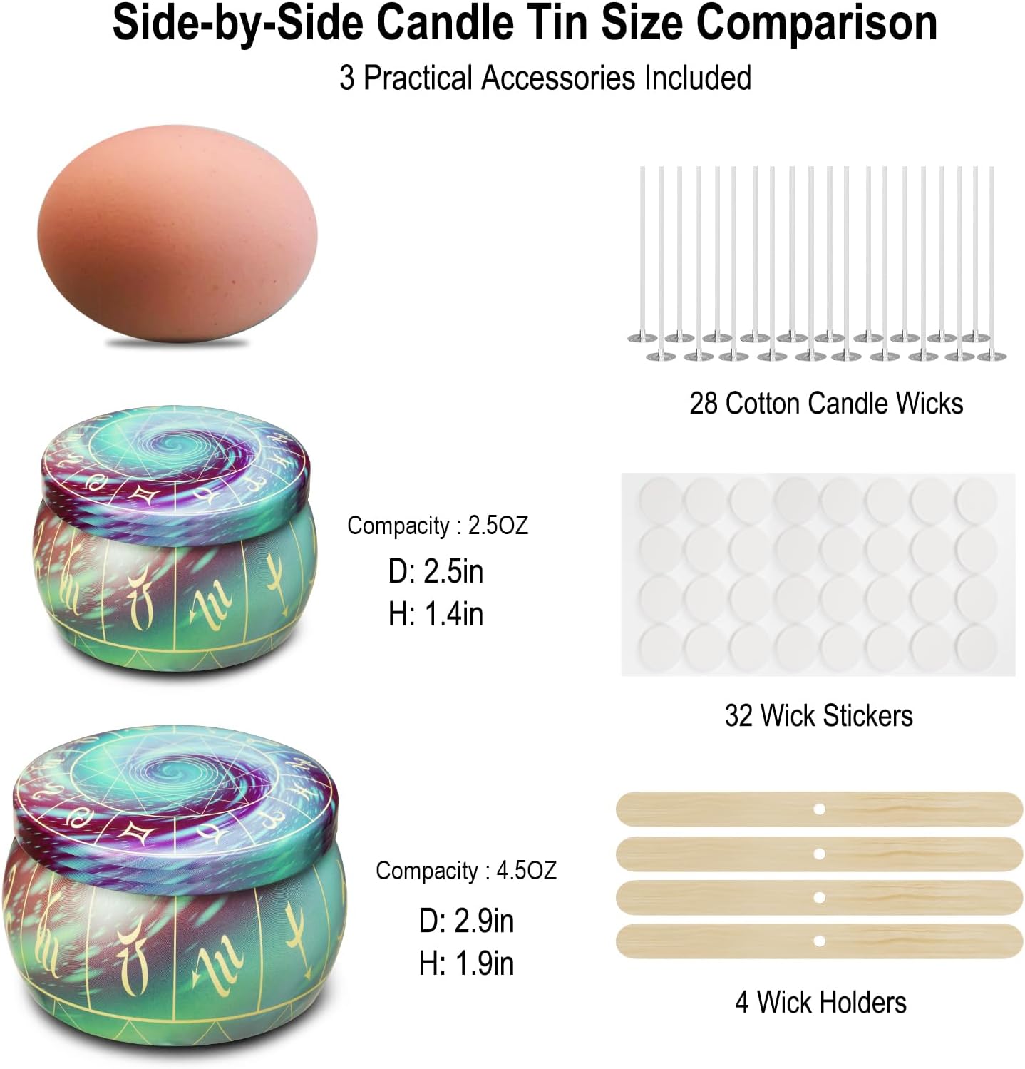 Arxinor 45 oz Candle Tins 28 Patterns 28 Pcs