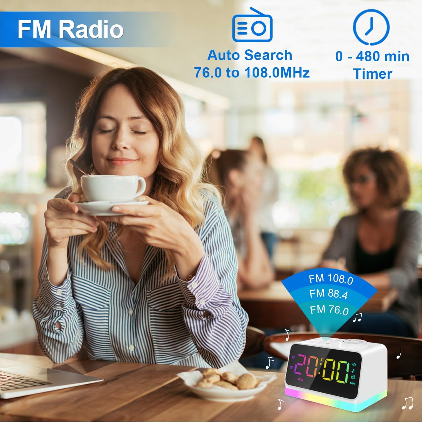 JALL Digital Alarm Clock with FM Radio and Night Light