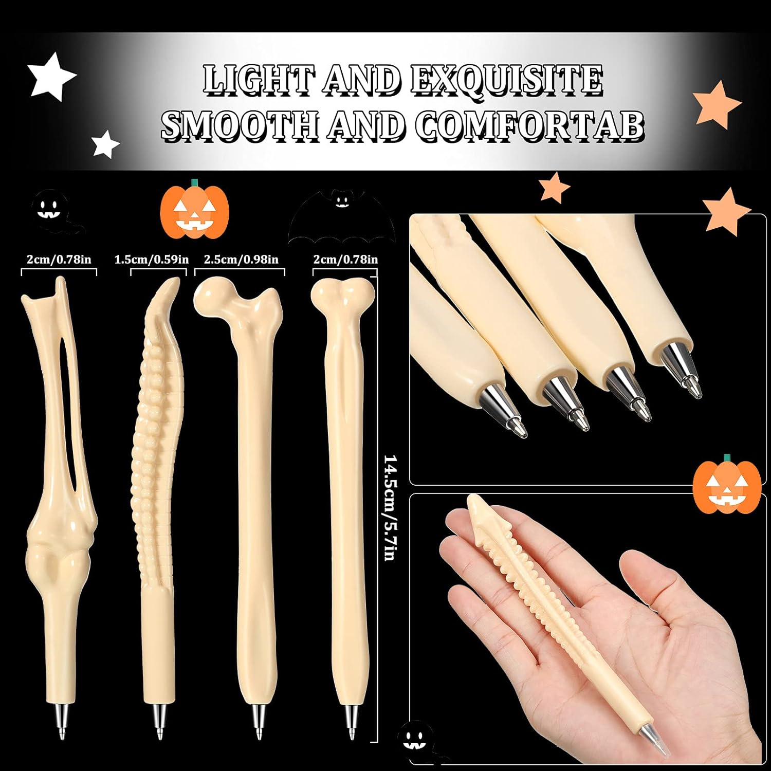 Outus 60 Piece Bone Pens Skeleton Ballpoint Pens for Nurses and Halloween