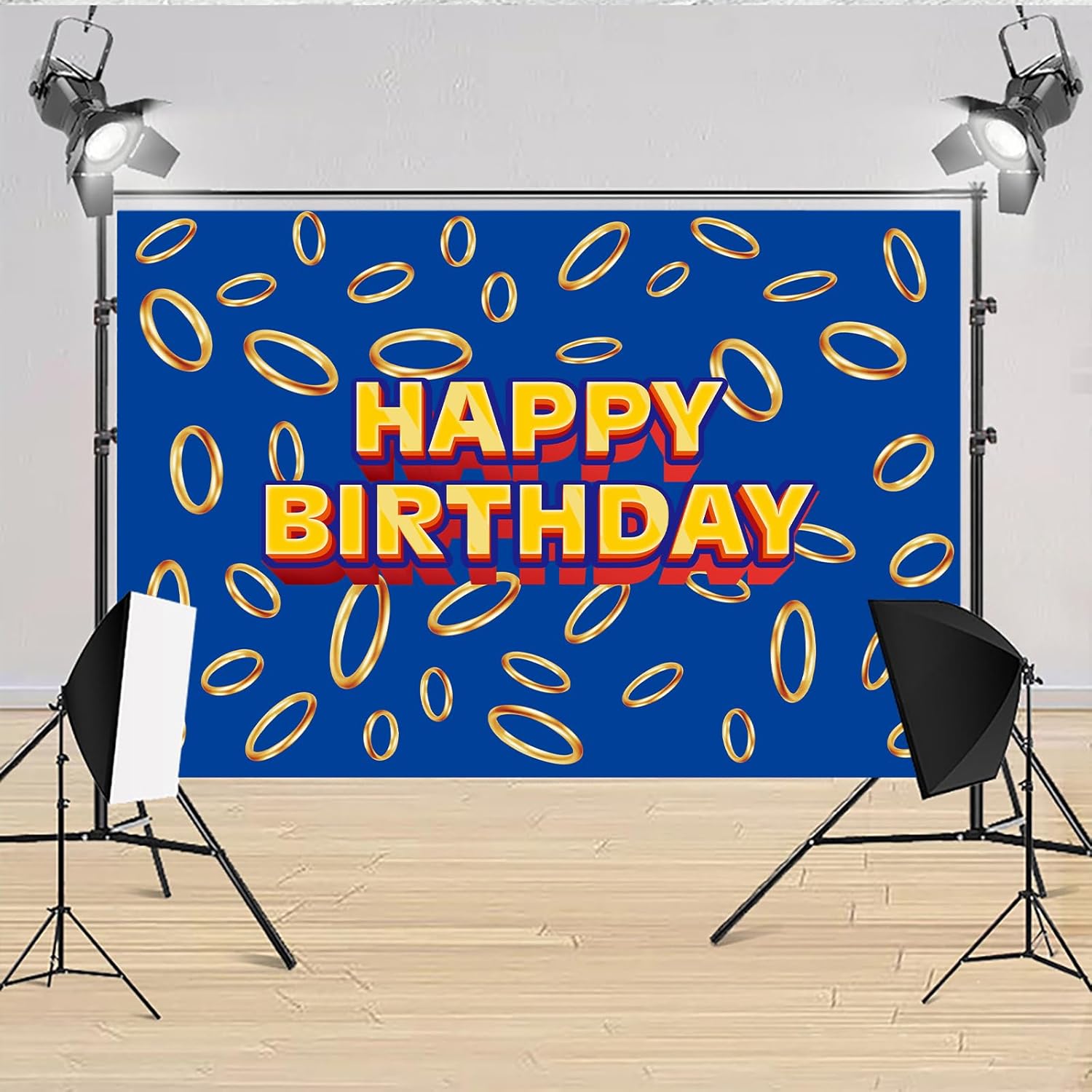 5x3ft Cartoon Game Hedgehog Birthday Party Backdrop Set