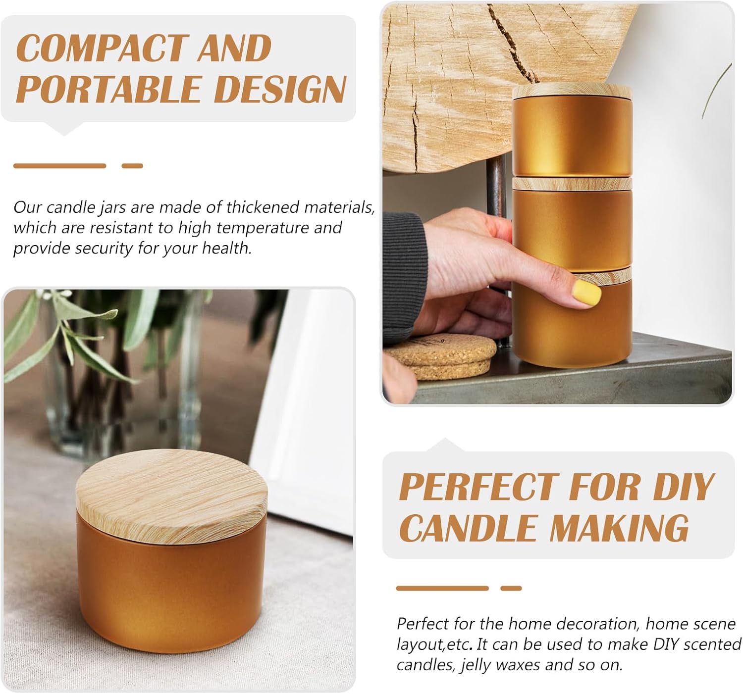 EXCEART 3Pcs Iron Candle Tins with Lids Reusable Storage Jars