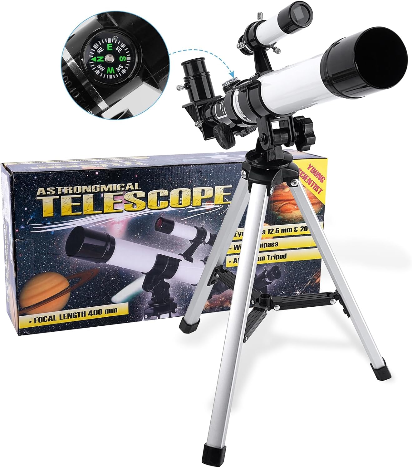 Kids Astronomy Telescope 40mm Refractor with Finder Scope and Tripod