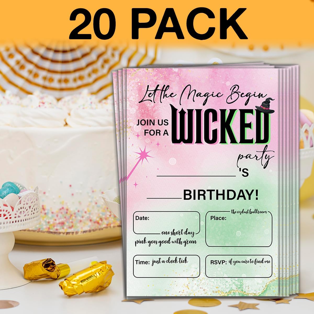 LyoGao Wicked Birthday Invites Cards With Envelopes 20 Pack