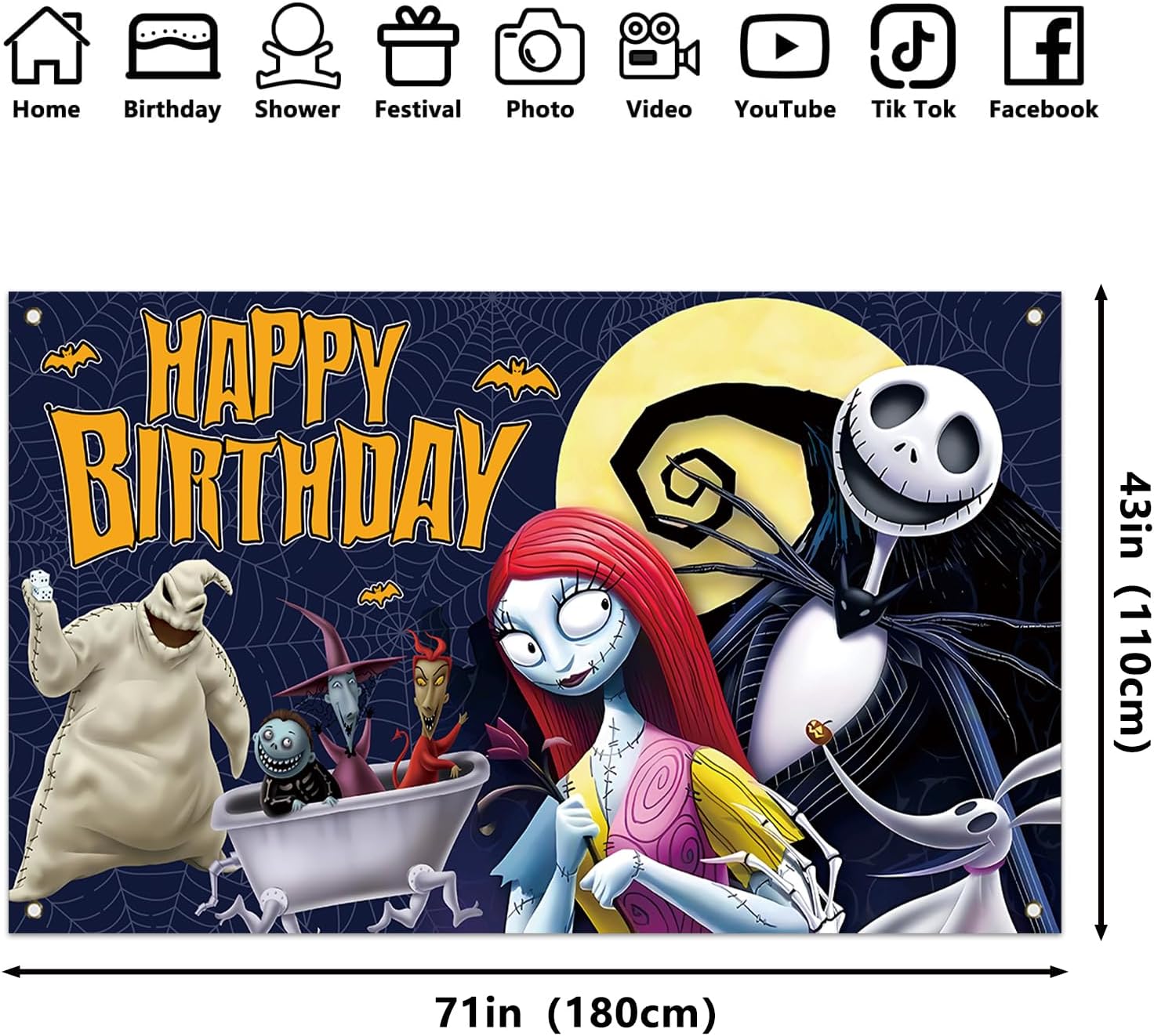 Halloween Birthday Photo Backdrop Banner