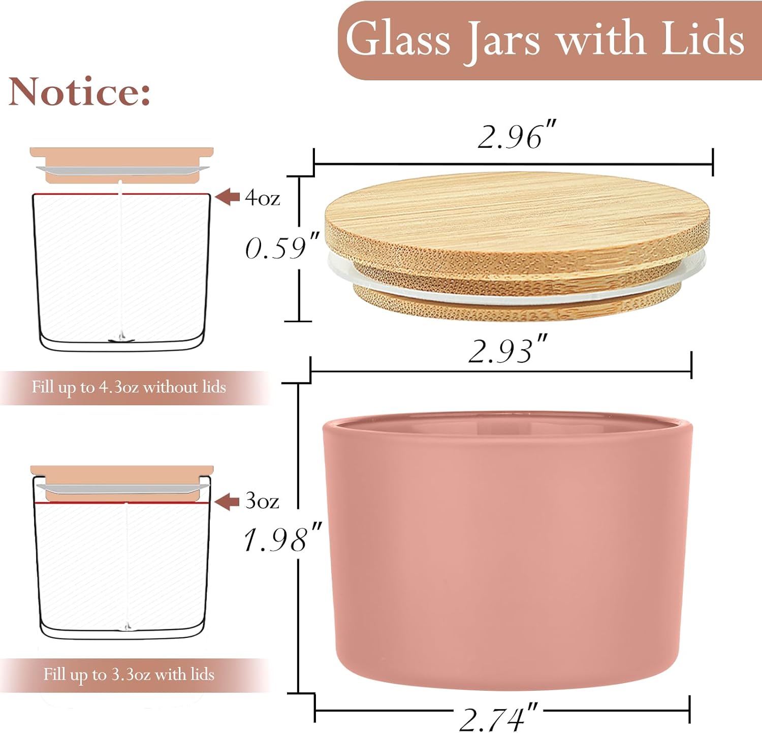 CONNOO 15 Pack 4oz Glass Candle Jars with Airtight Bamboo Lids