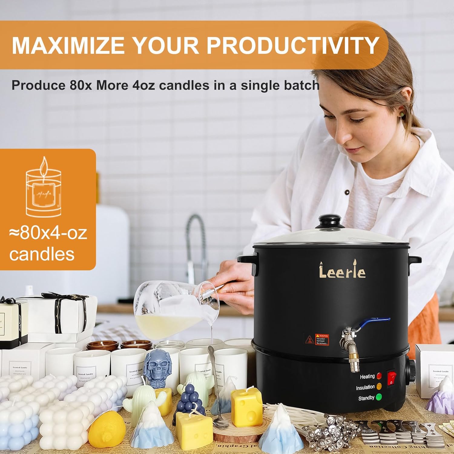 Leerie 10Qts Commercial Wax Melter for Candle Making