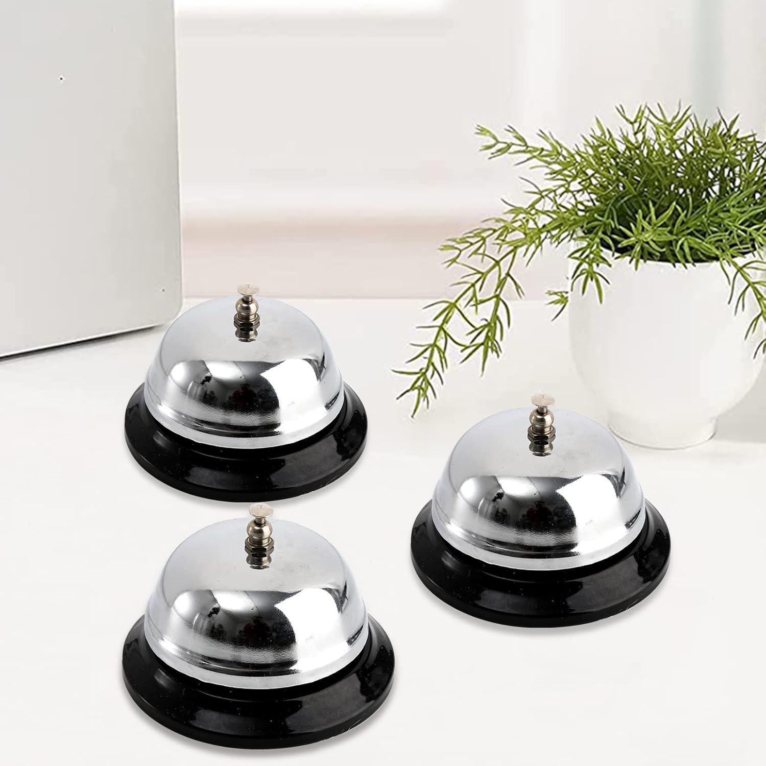 Fasmov 6 Pack 34 Inch Call Bells Chrome Finish Desk Bell