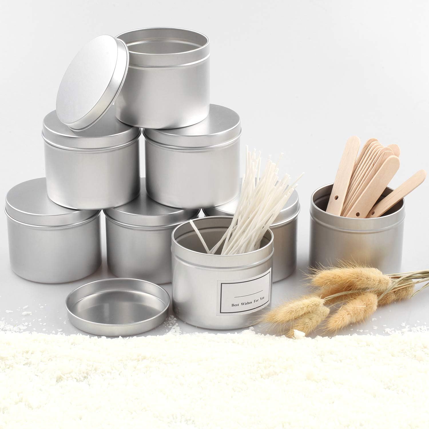 DINGPAI 8oz Candle Tin 12 Pack Aluminum Containers