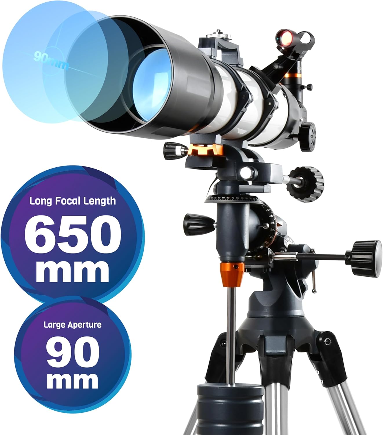 AOMEKIE 650mm Refractor Telescope with EQ Mount and Accessories