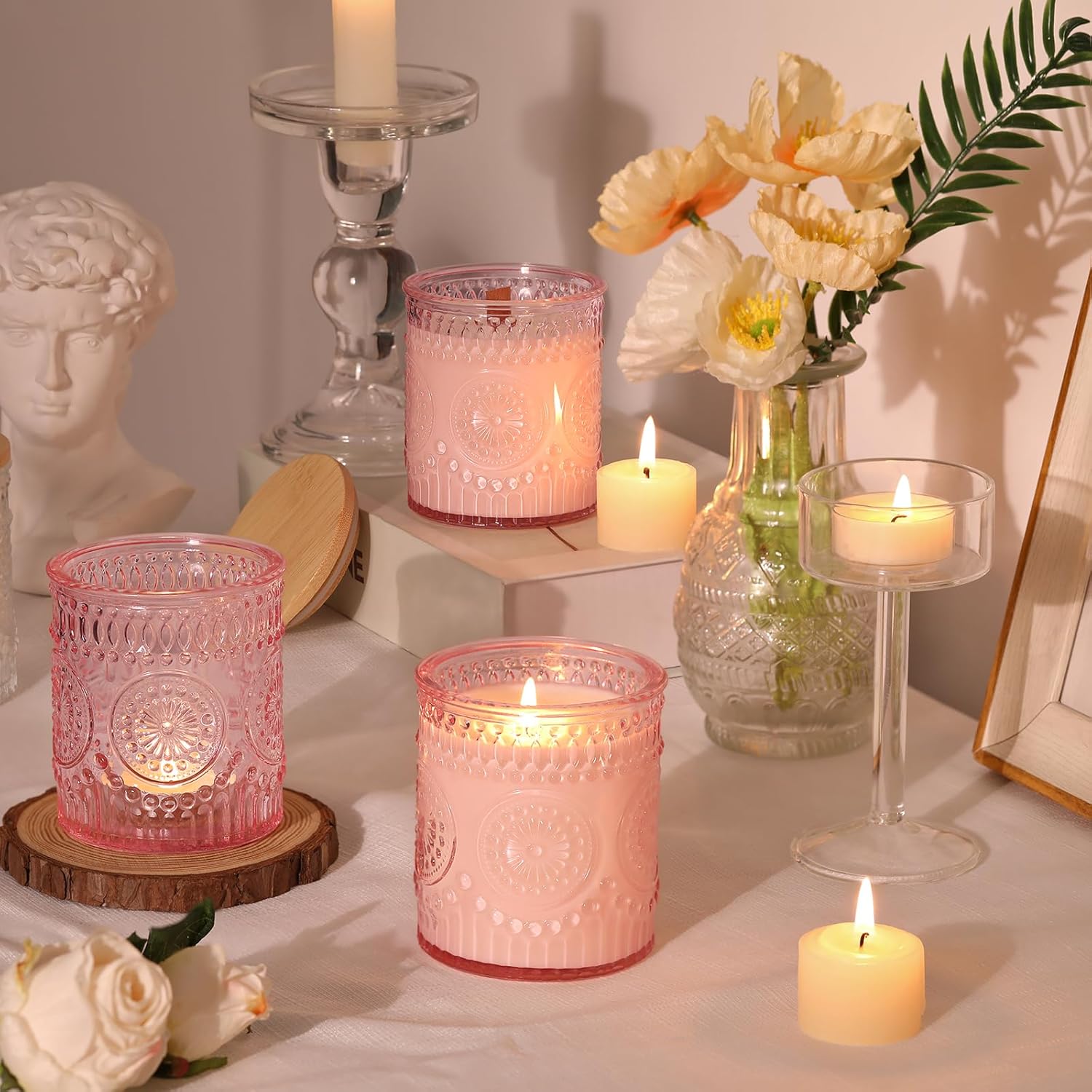 DARJEN 10 Pack Pink Candle Jars for DIY