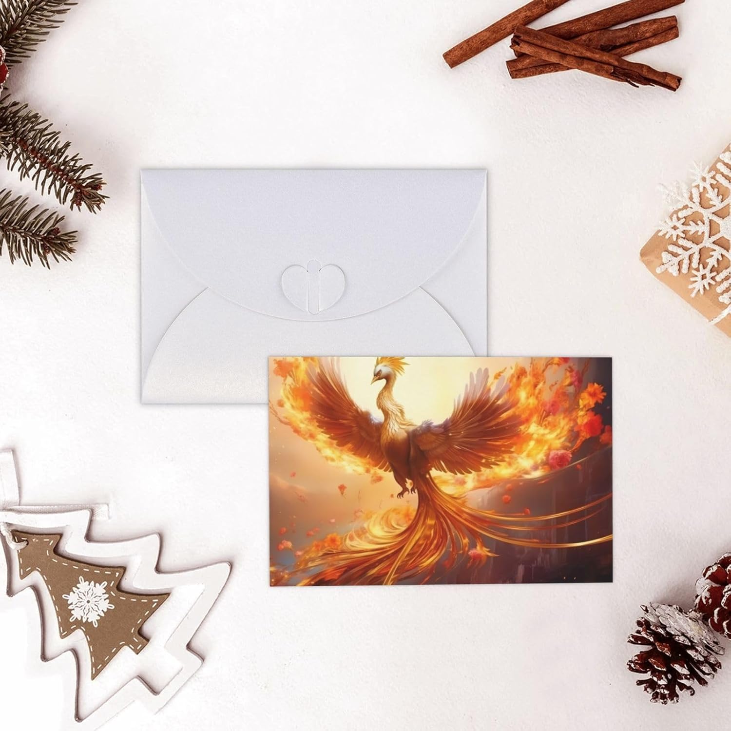 White Phoenix Print Greeting Card 6x4 Inch