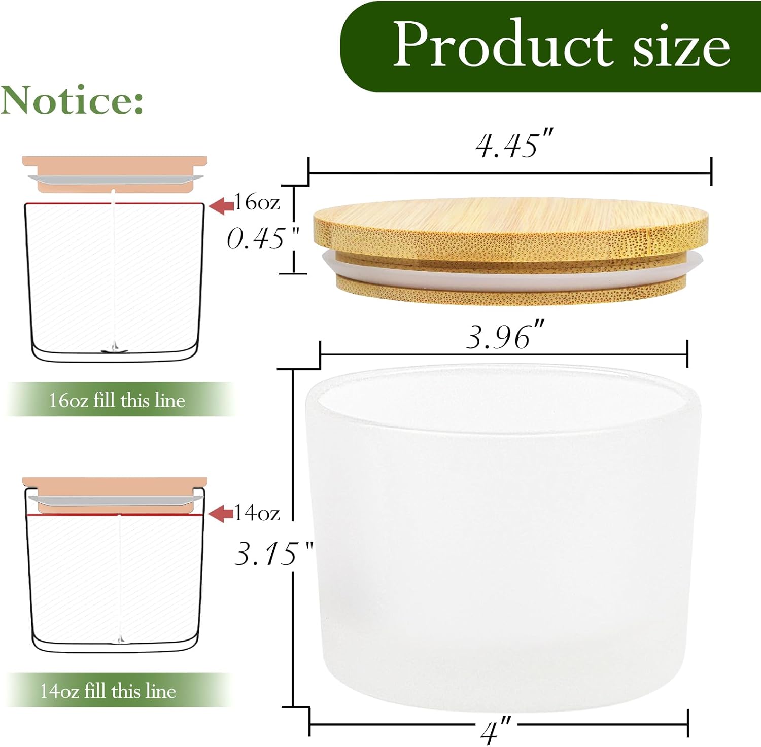 CONNOO 6-Pack 16 oz Candle Jars with Bamboo Lids