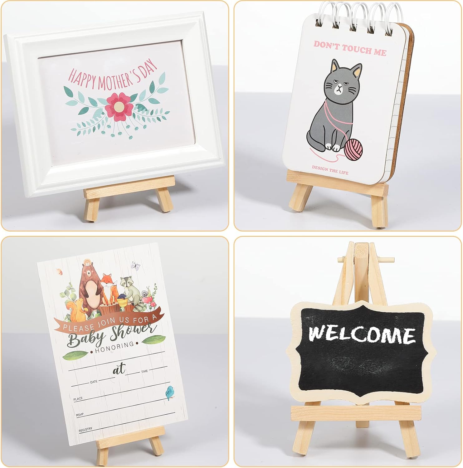 Yalikop 40 Pack 5 Inch Mini Wood Easel Stand