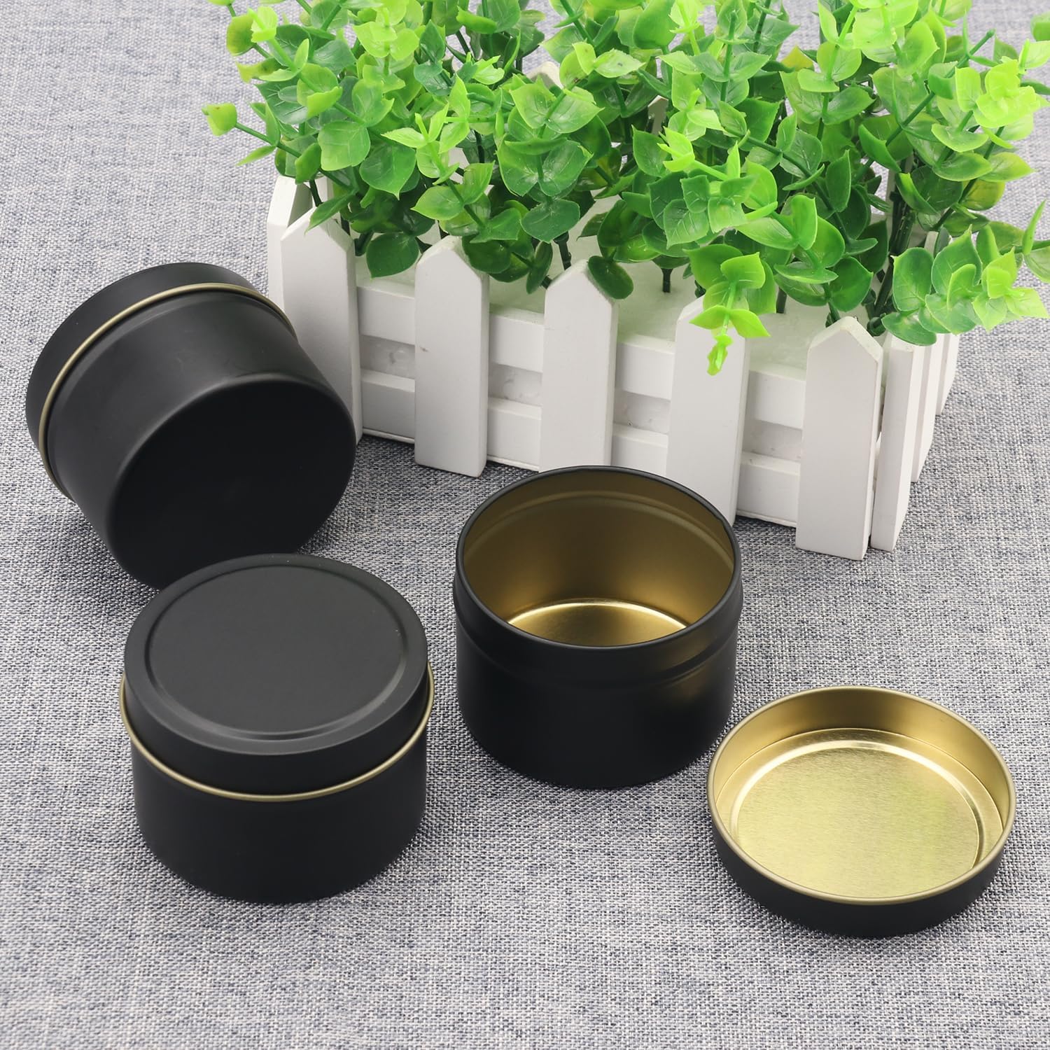 GENHAKON 48 Pack 4 oz Black Candle Tins
