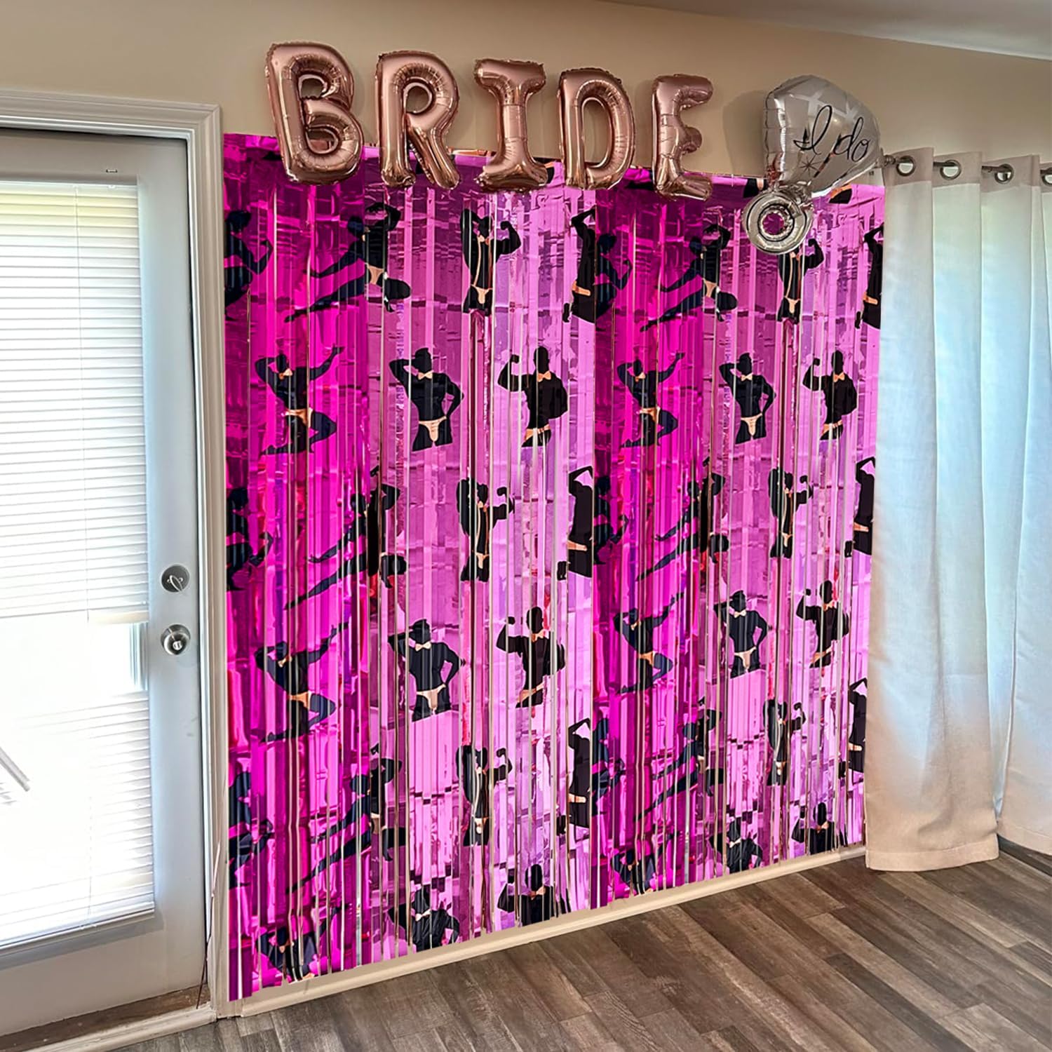 2Pcs Iridescent Foil Curtain with Tinsel