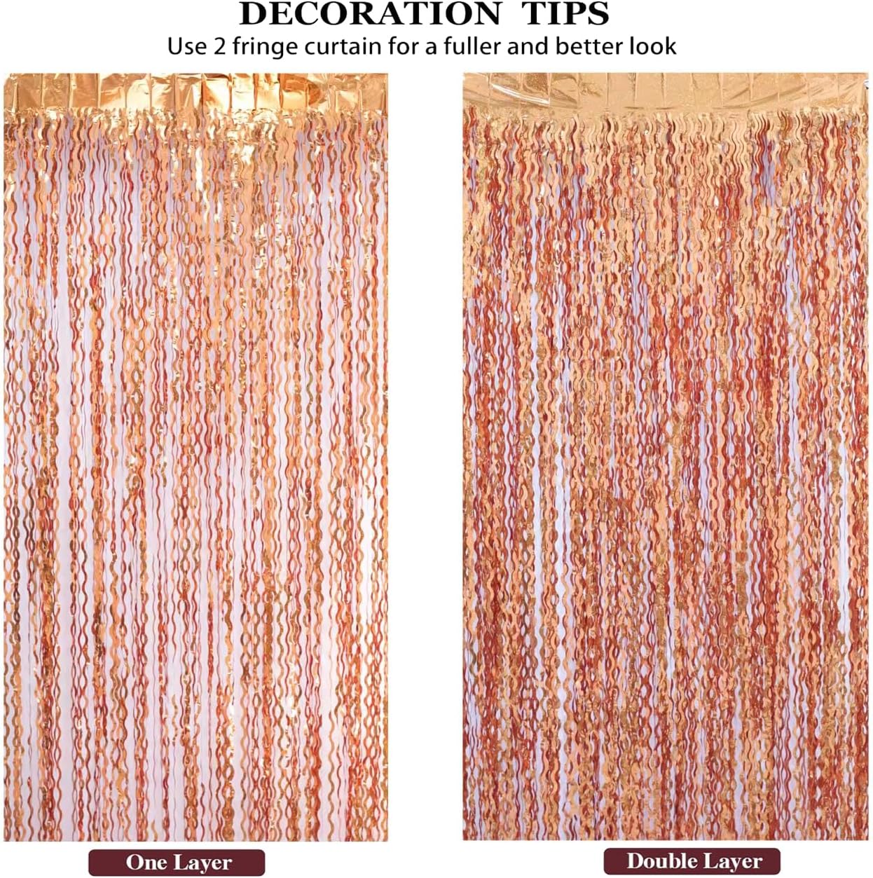 Orange Foil Wavy Fringe Backdrop Curtains 4 Pack