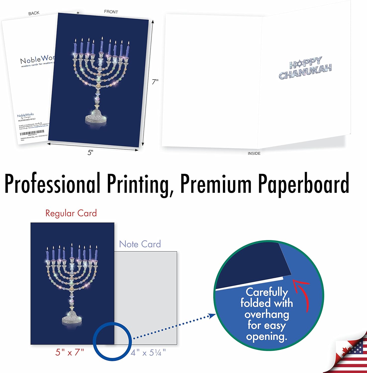 NobleWorks Blue Chanukah Greeting Cards 12 Boxed