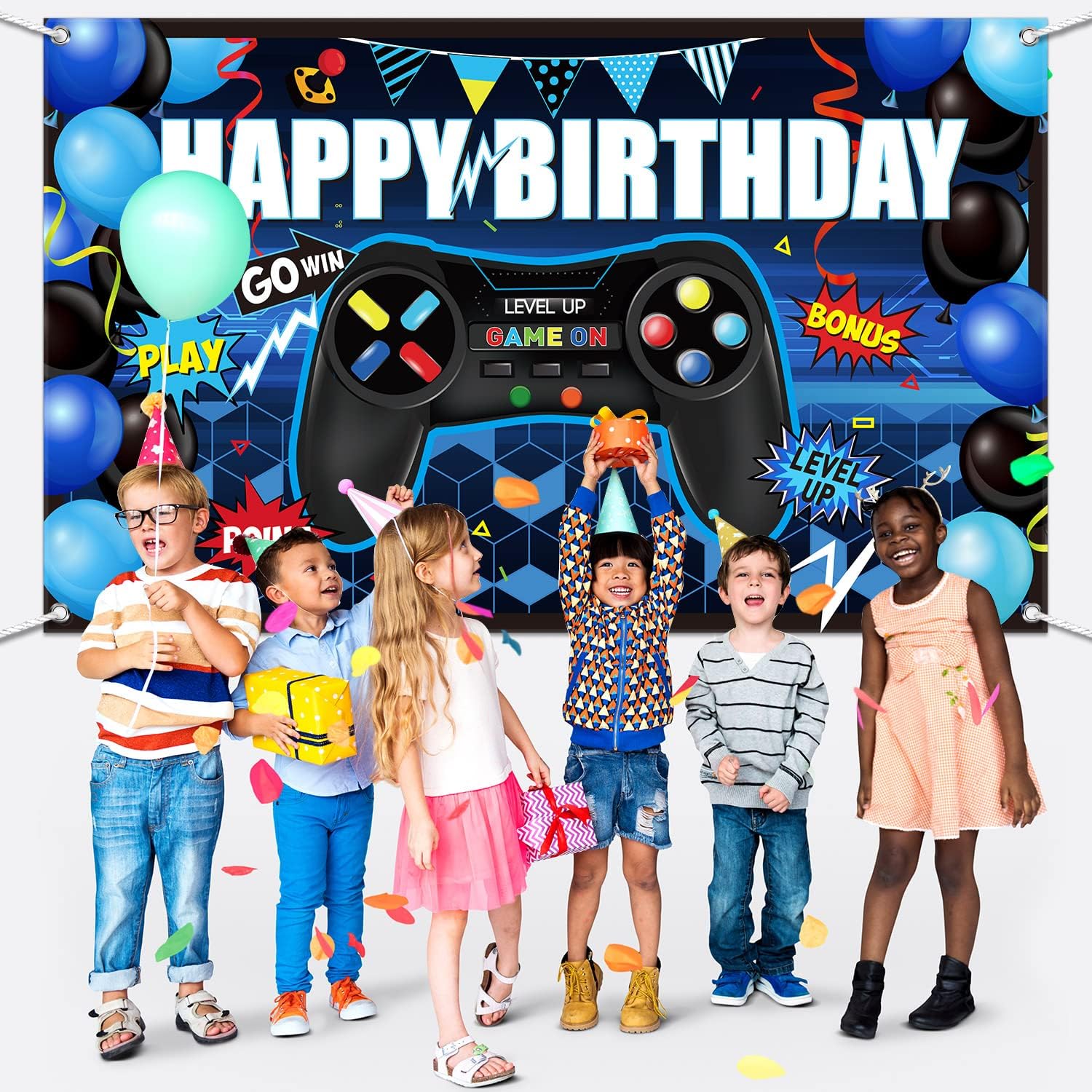 Blulu Gaming Birthday Backdrop for Party Decorations